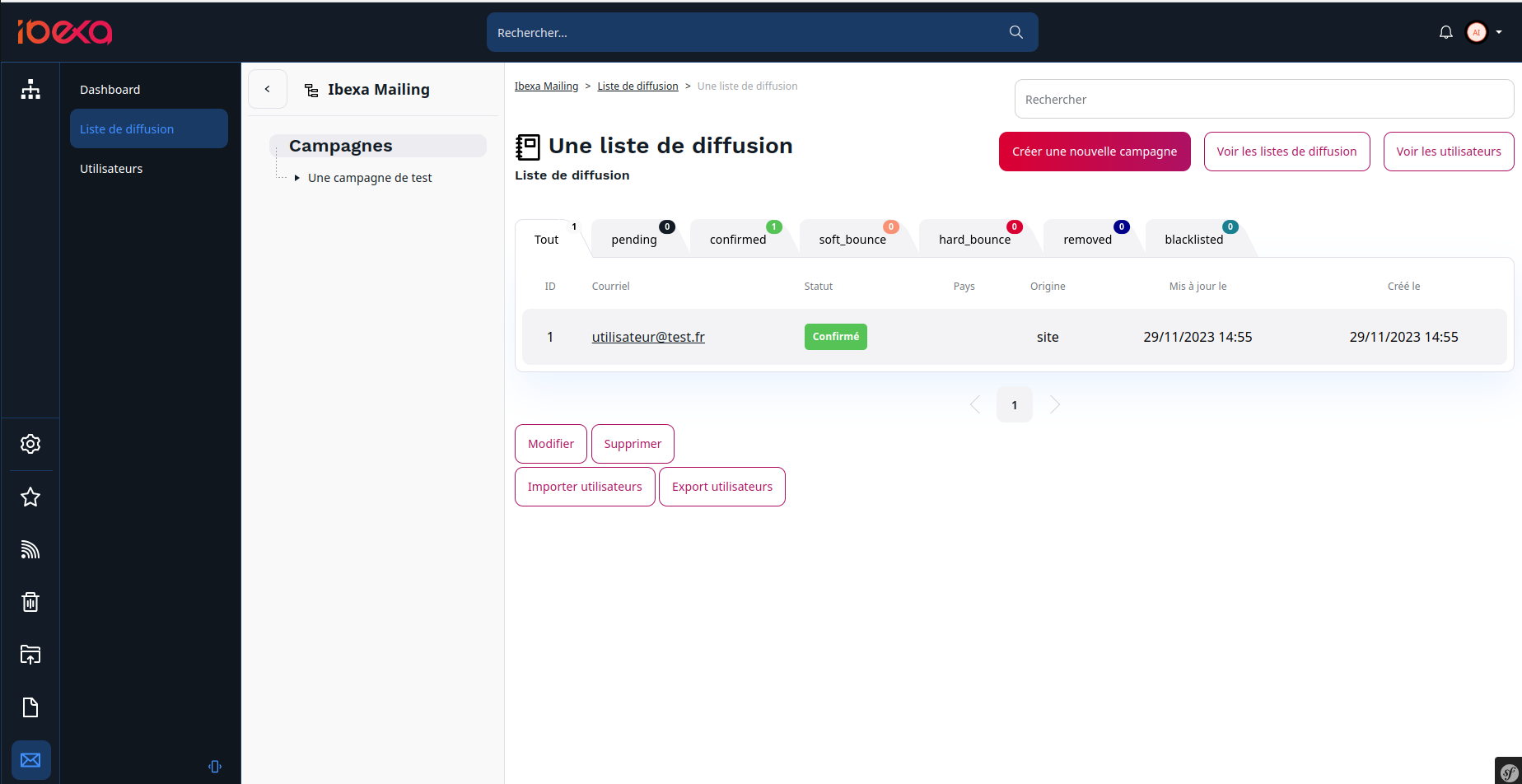 IbexaMailing liste de diffusion